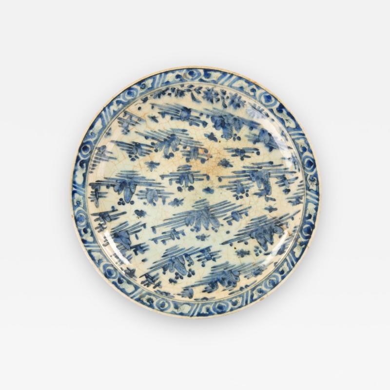 A Safavid blue and white pottery dish