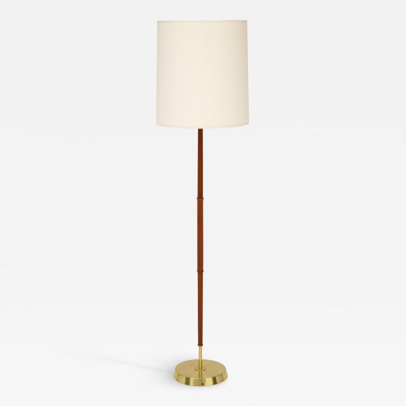 A Scandinavian Brass Teak Floor Lamp Circa 1950s