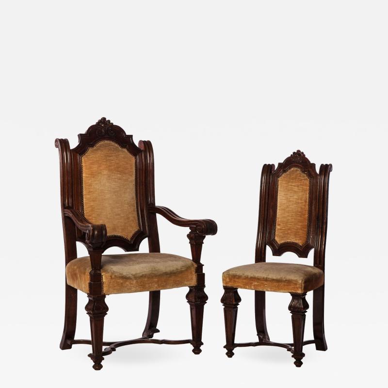 A Set Of Italian 6 Chairs And 2 Armchairs