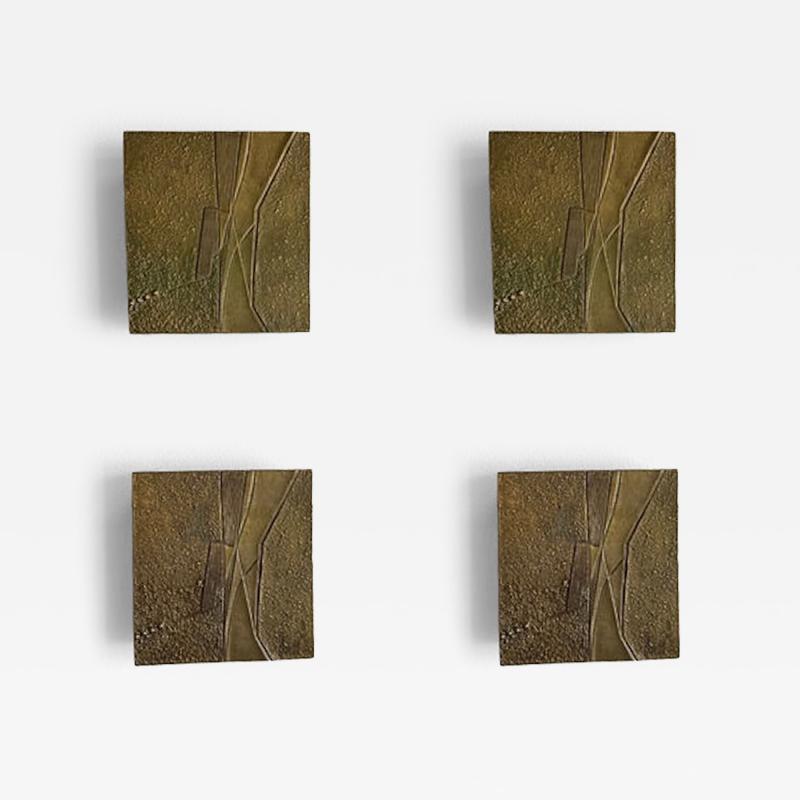 A Set of 4 Italian Modern Bronze and Metal Wall Lights 1960s