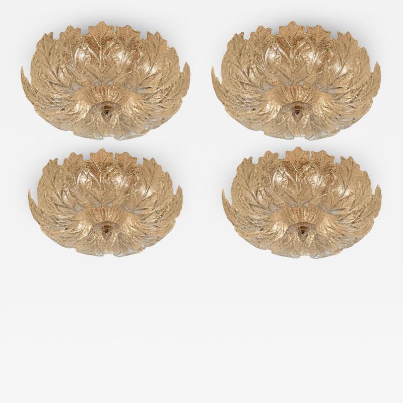 A Set of 4 Murano Graniglia Glass Flush Mounts