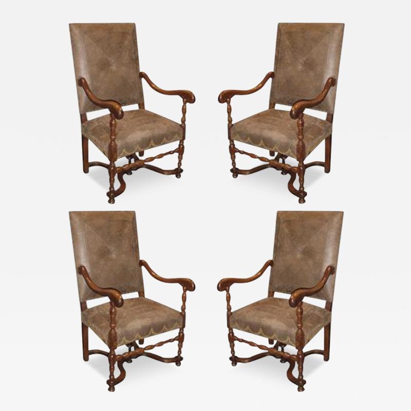 A Set of Four 18th Century French Baroque Walnut Fauteuils Armchairs