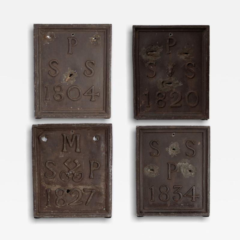 A Set of Four English Lead Parish Boundary Plaques Marked Dated