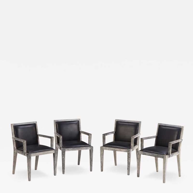 A Set of Four French Cerused Oak Armchairs C 1975 
