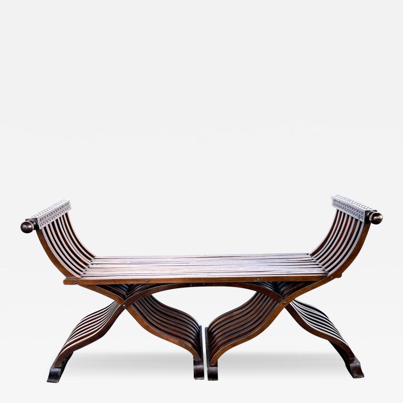 A Shapely Italian Renaissance Style Walnut Savonarola Bench