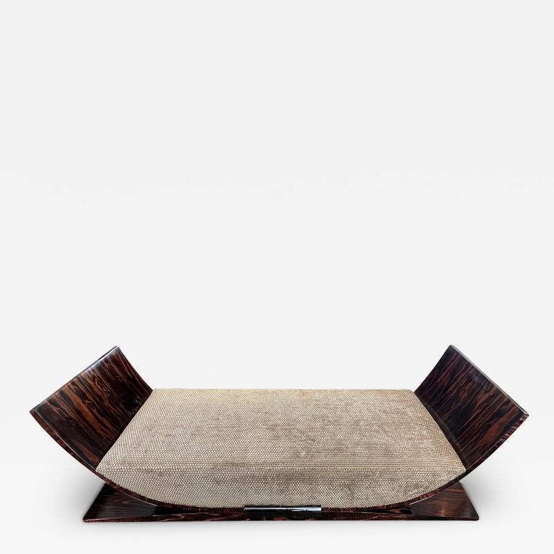A Sleek French Art Deco Macassar Ebony Gondola Daybed