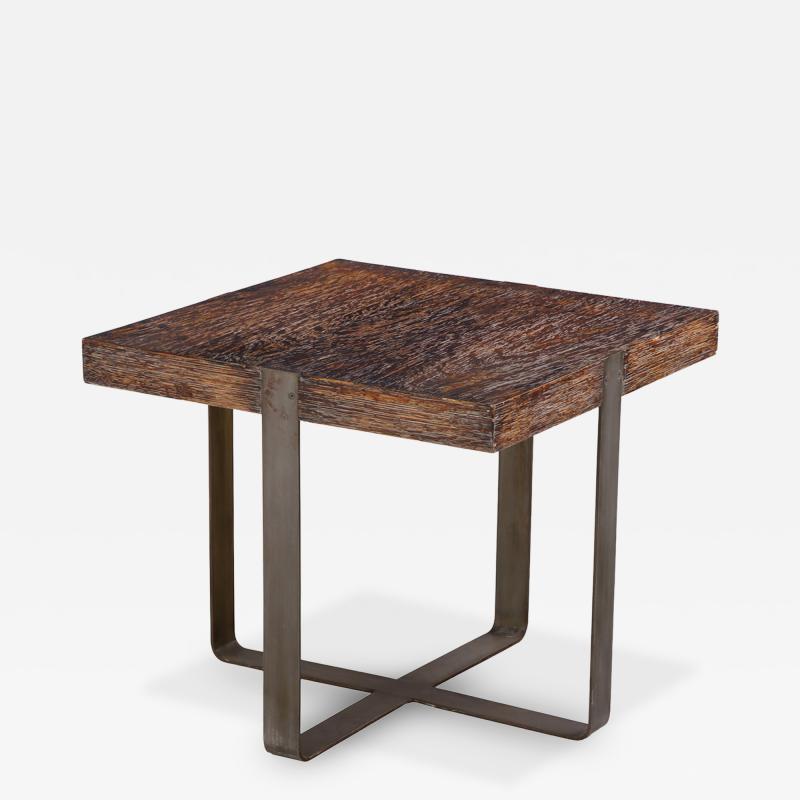A Square Cerused Oak and Bronze End Table C 1970 