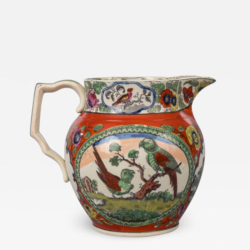 A Staffordshire Creamware Small Jug with Birds