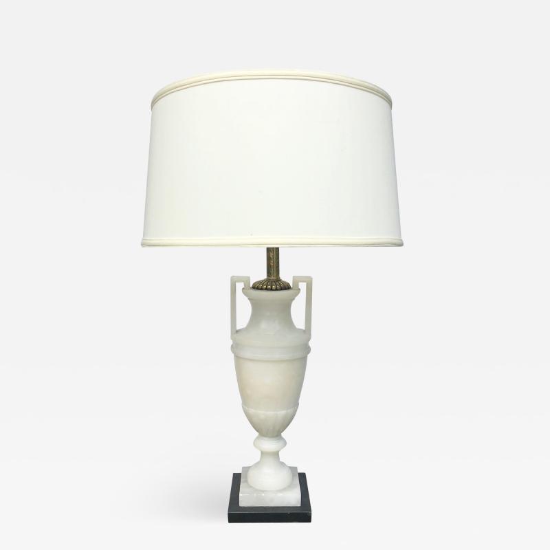 A Striking and Elegant Italian Art Deco White Alabaster Urn Lamp