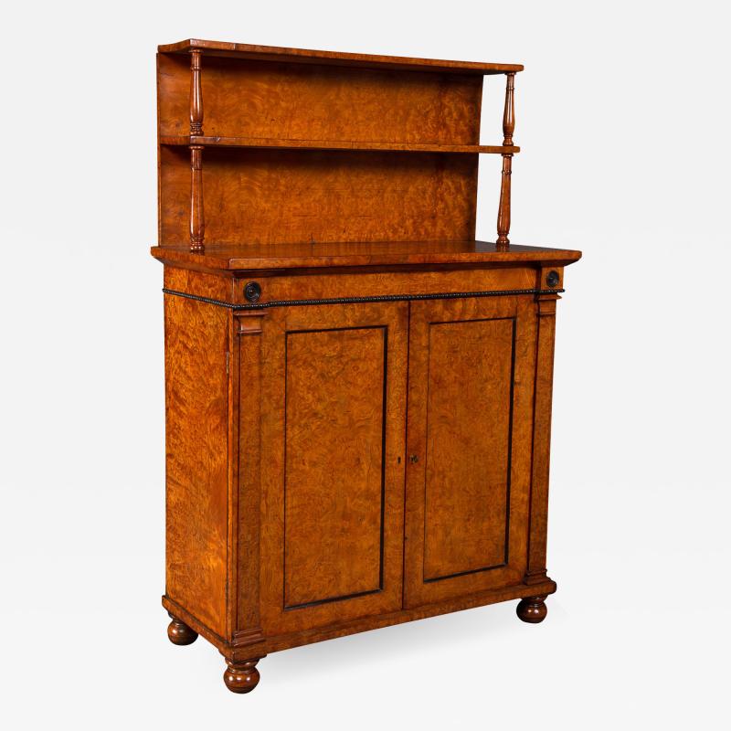 A Superb Quality Regency Burr Elm Chiffonier Cabinet by William Trotter