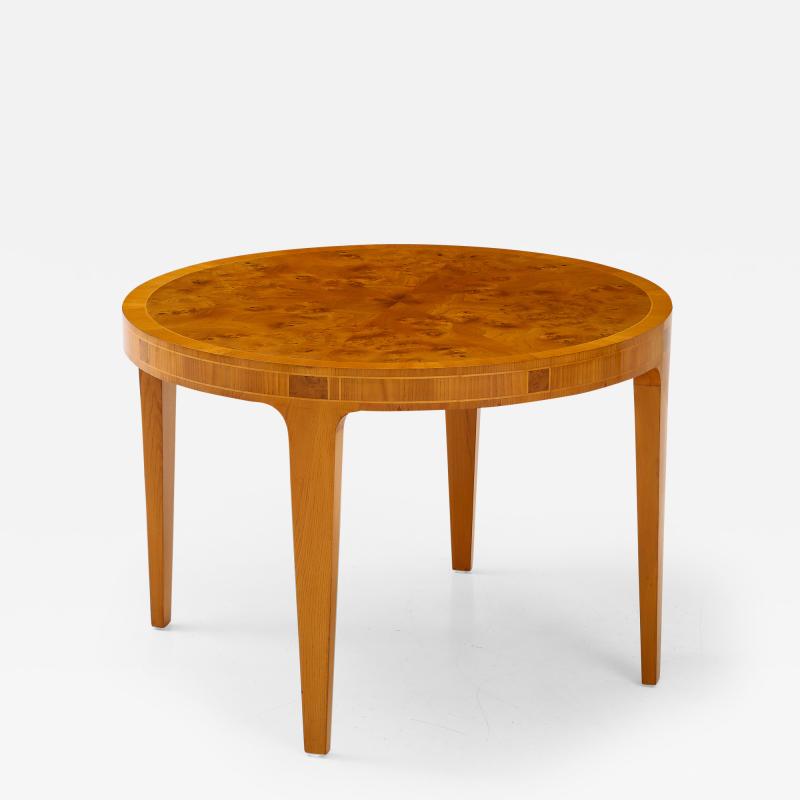 A Swedish Modern Circular Elmroot Sidetable circa 1940s