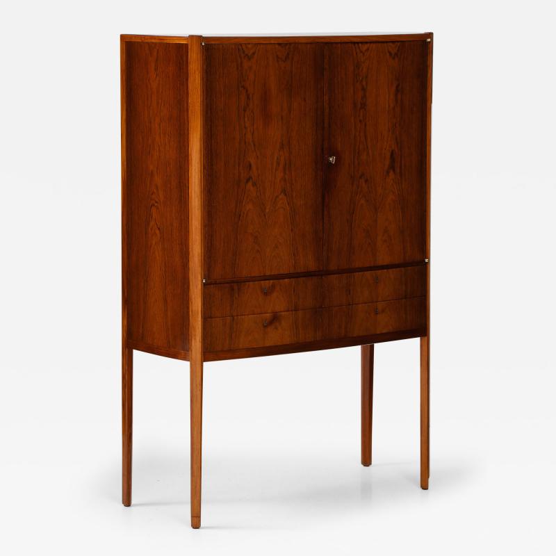 A Swedish Modern Walnut Cabinet Apprentice Examination Piece Dated 1955 