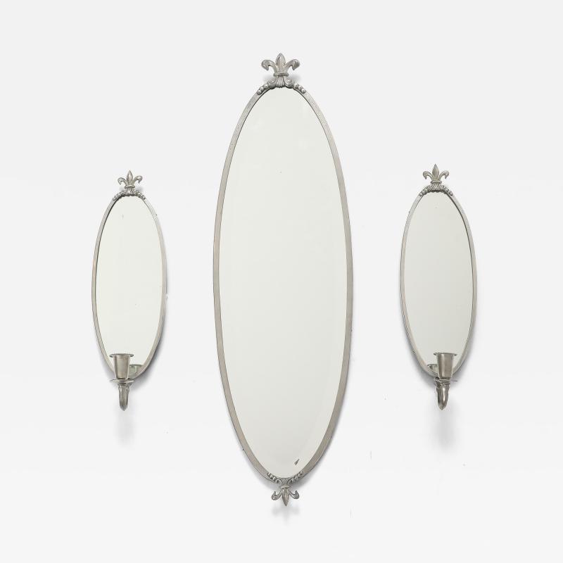 A Swedish Pewter Mirror Set CIrca 1930s