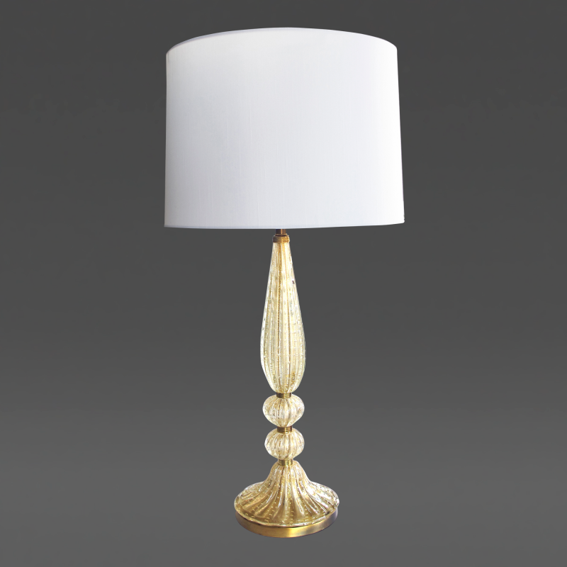 A Tall and Slender Murano 1960s Gold Aventurine Art Glass Lamp