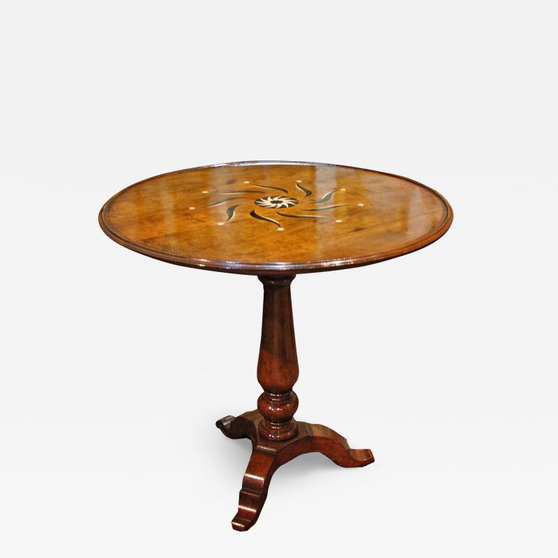 A Unique 18th Century Tuscan Walnut Bone and Ebony Marquetry Side Table