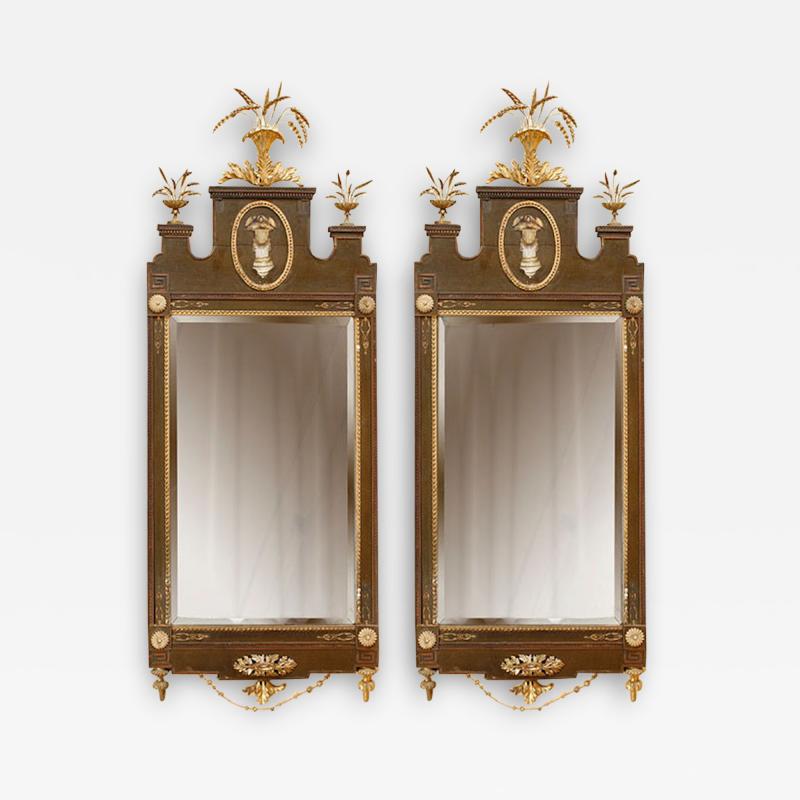 A VERY FINE PAIR OF HEPPLEWHITE LOOKING GLASSES