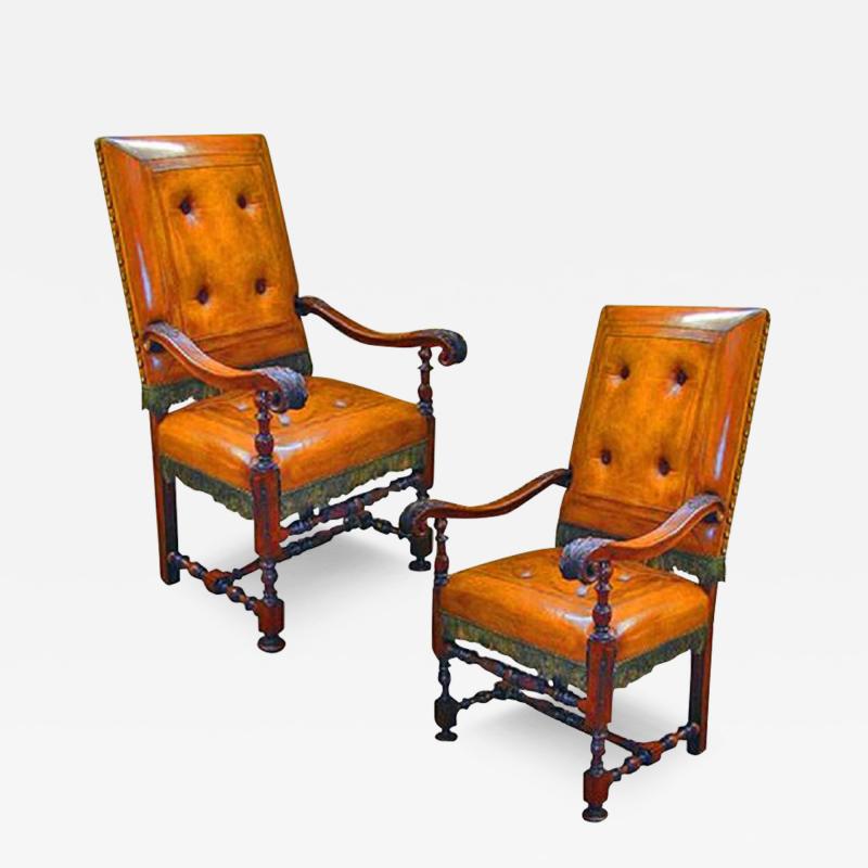 A Very Fine Pair Of 17th Century Tuscan Walnut Armchairs