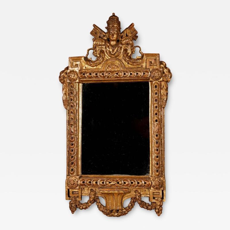 A Very Interesting Mirror With The Papal Coat Of Arms Last Quarter 18th Century