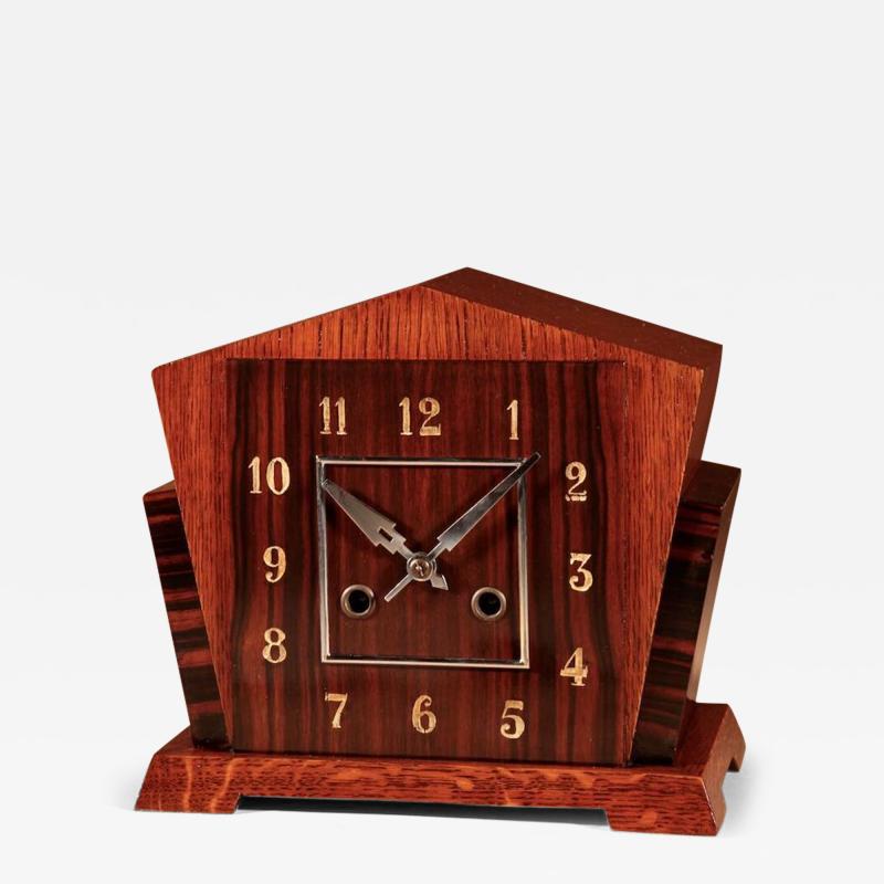A Very Stylish Typical Art Deco Amsterdam School Ebony Coromandel Mantel Clock