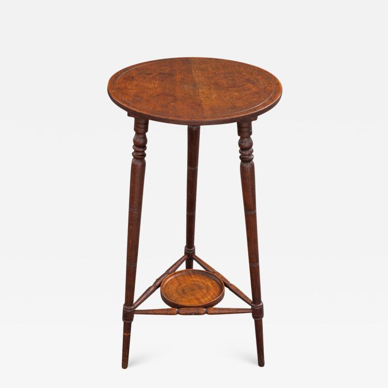 A Victorian Oak Campaign Lamp Table