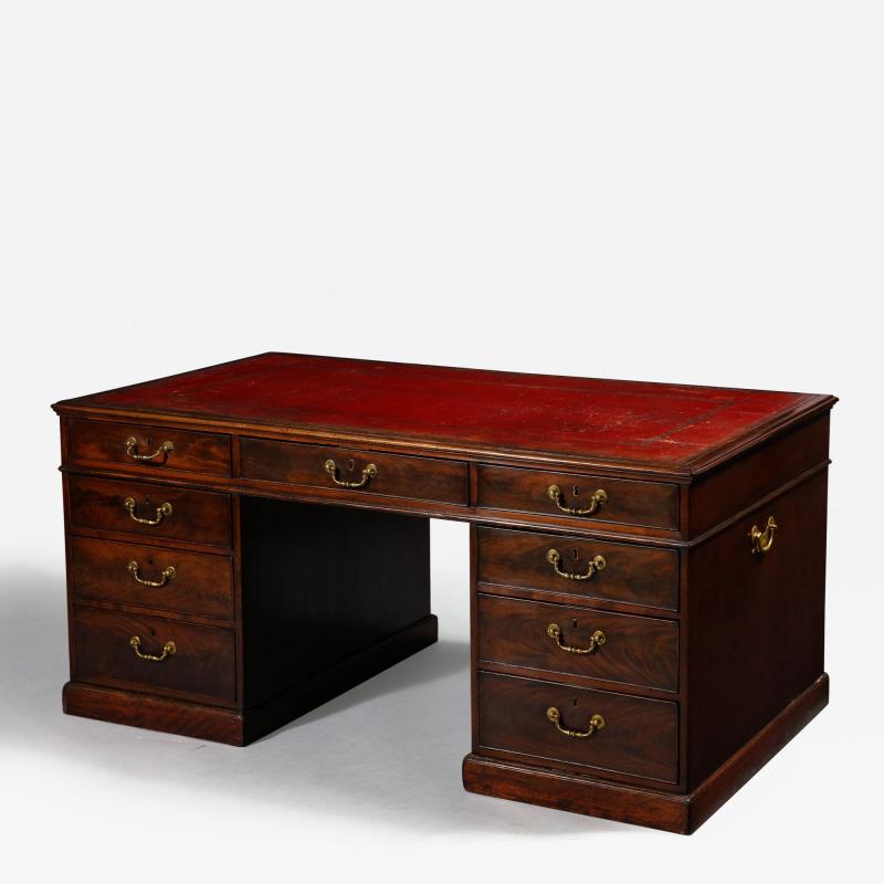 A Well Proportioned Mahogany Chippendale Partners Desk