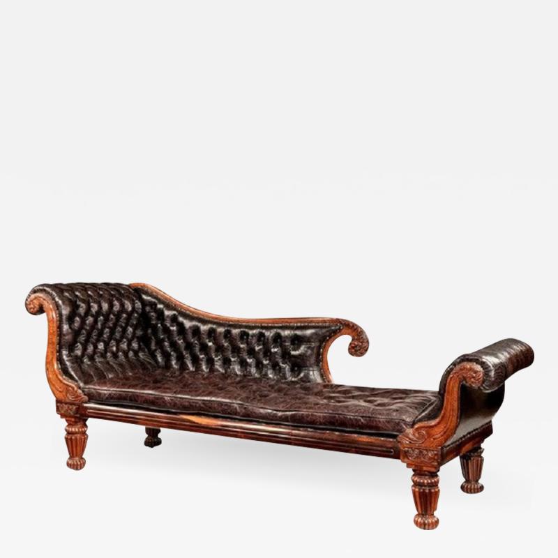 A William IV rosewood chaise longue attributed to Gillows