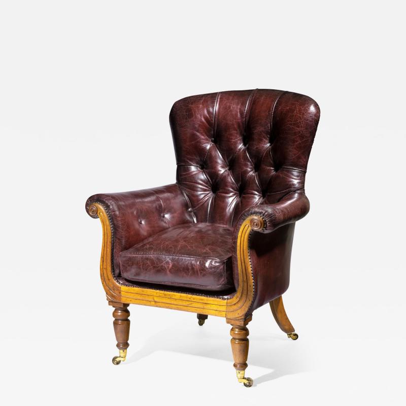 A William lV shaped mahogany library chair