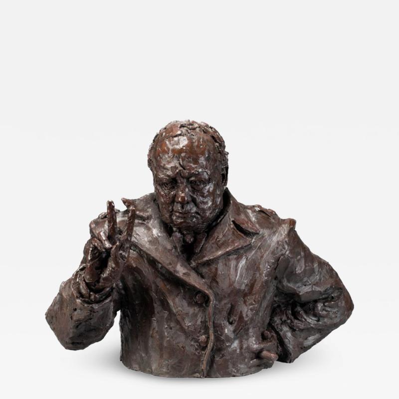 A bronze portrait of Sir Winston Churchill by Rufus Martin 2023
