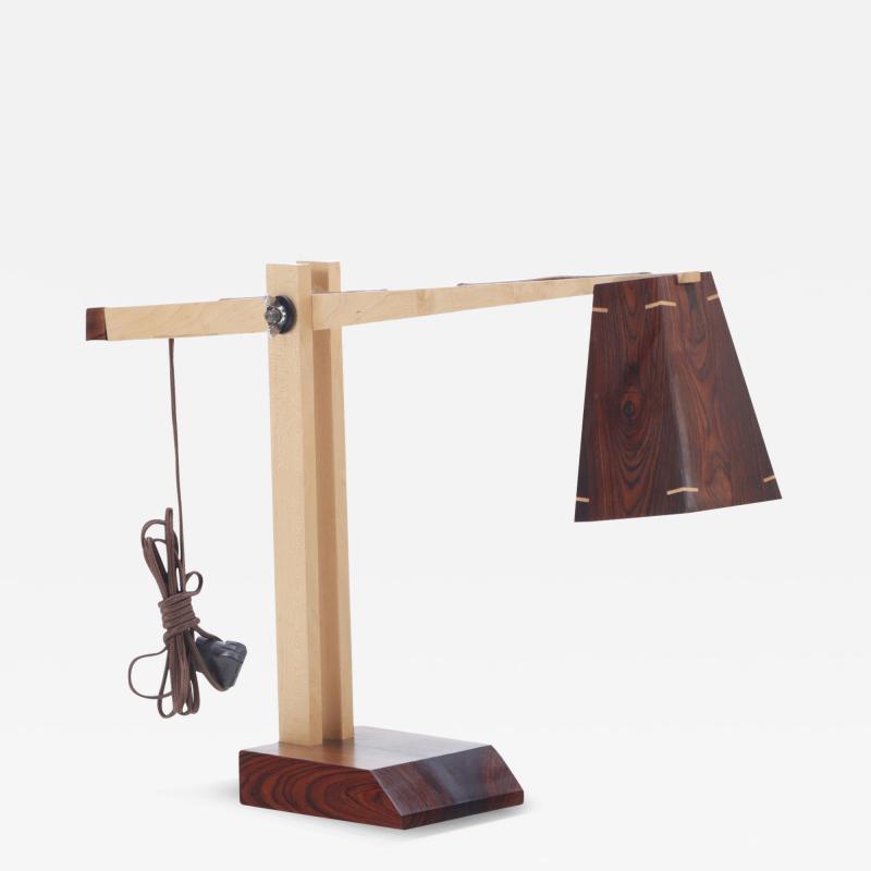 A contemporary studio made rosewood table lamp 