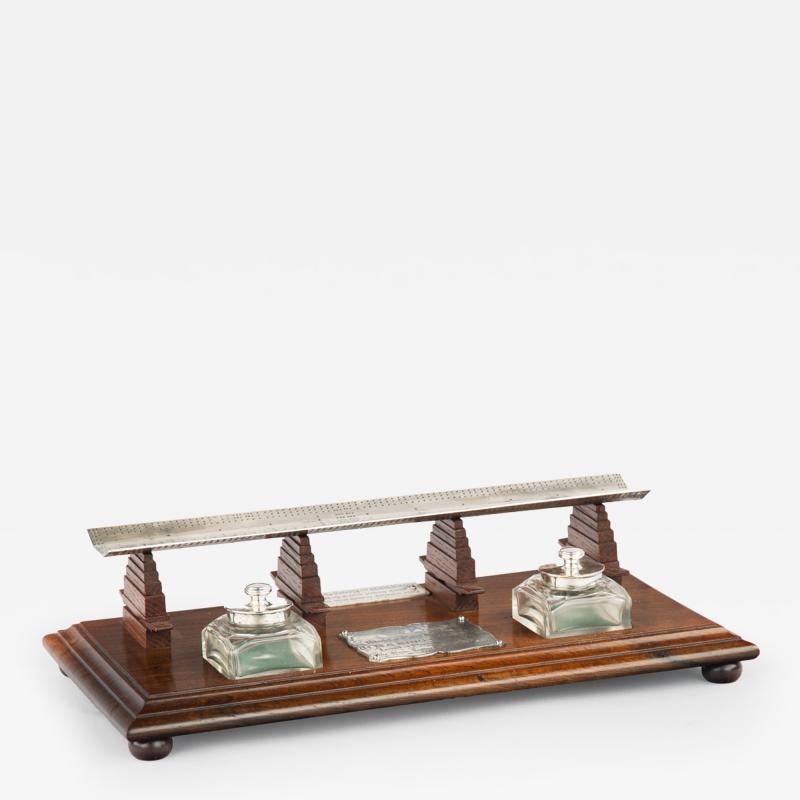 A fine silver mounted presentation penholder Commemorating the Laying Down