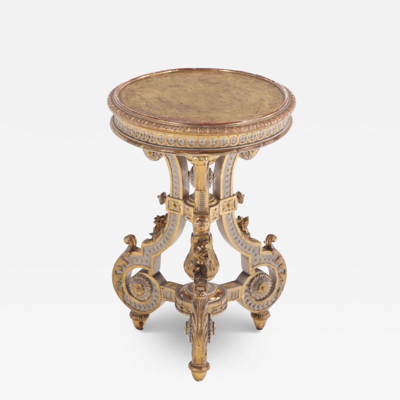 A great Italian gilt carved and painted sculpture stand or end table C 1880 