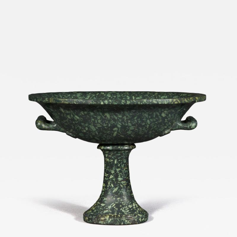 A large and rare green porphyry vase navette