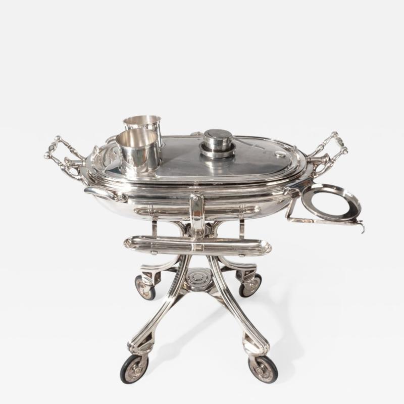 A large silver plate carving trolley or roast beef trolley by Erguis