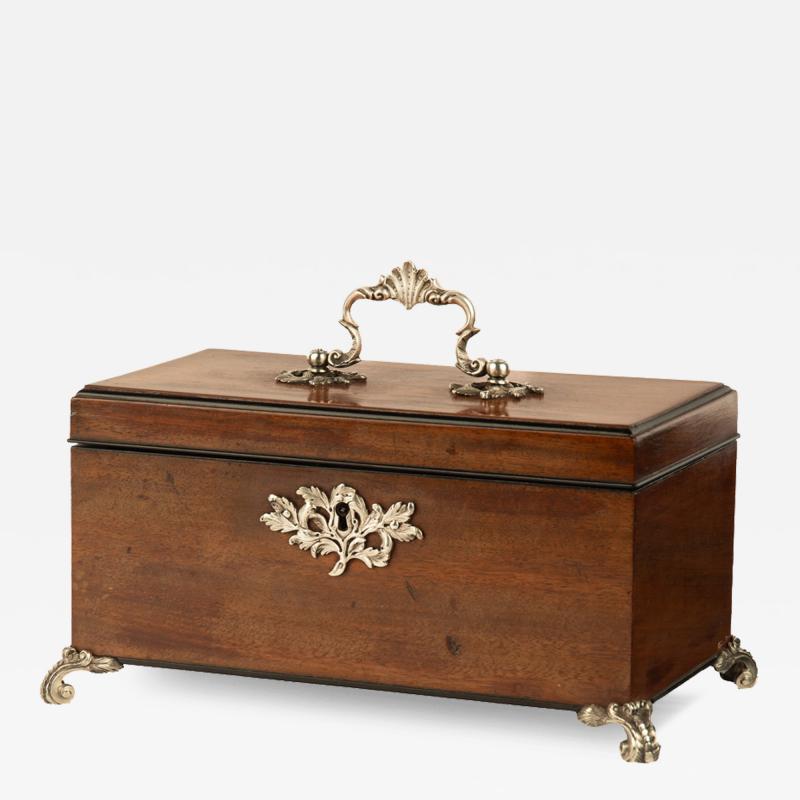 A late George III mahogany tea caddy