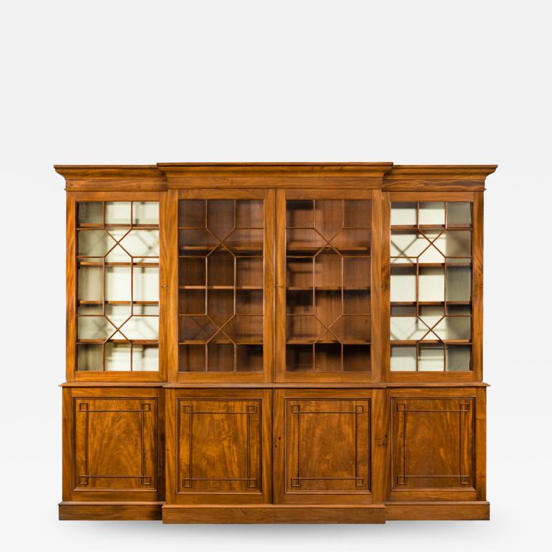 A late Regency mahogany breakfront bookcase