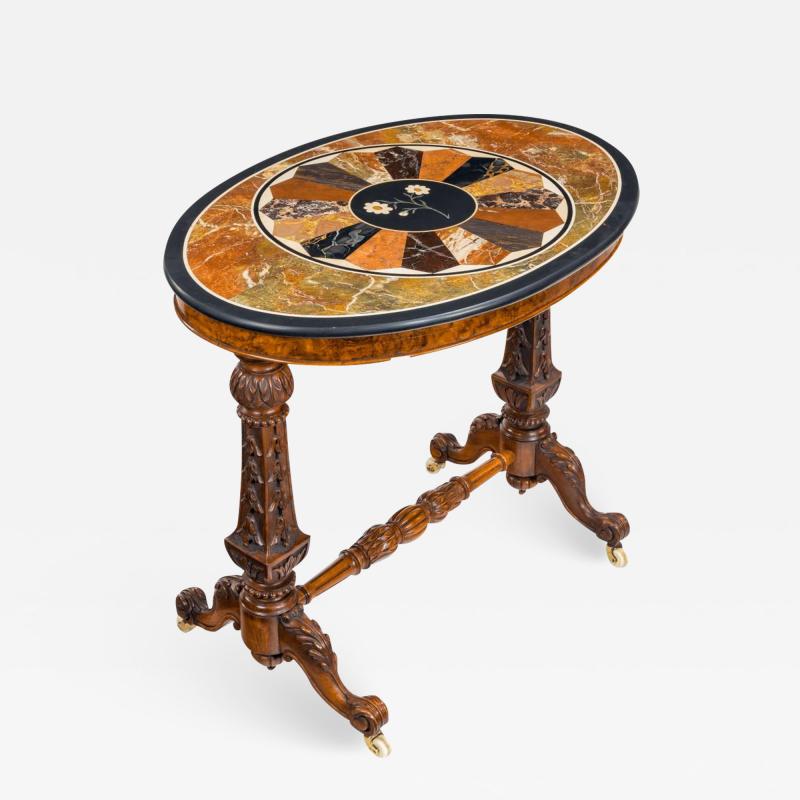 A mid Victorian walnut and pietra dura table