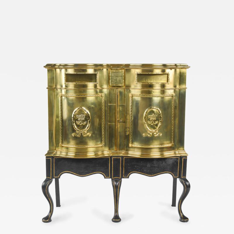 A most unusual Victorian brass private posting box