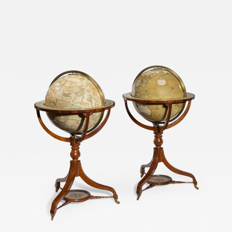 A pair of 18 inch floor standing globes by C Smith Son