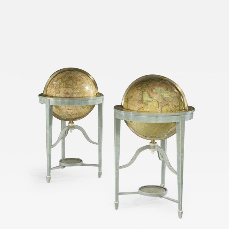 A pair of 21 contemporary library floor standing globes