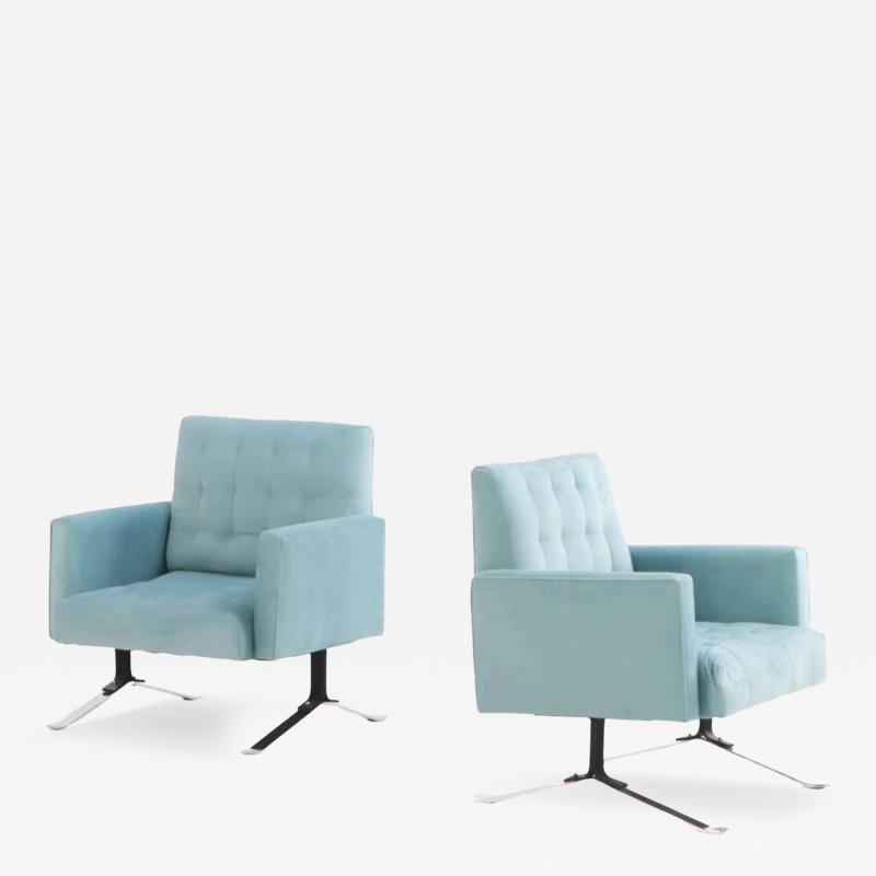 A pair of American chromed iron lounge chairs C 1970 