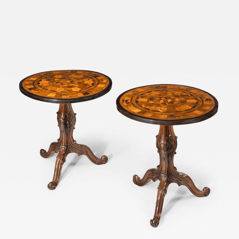 A pair of Anglo Indian specimen top occasional tables