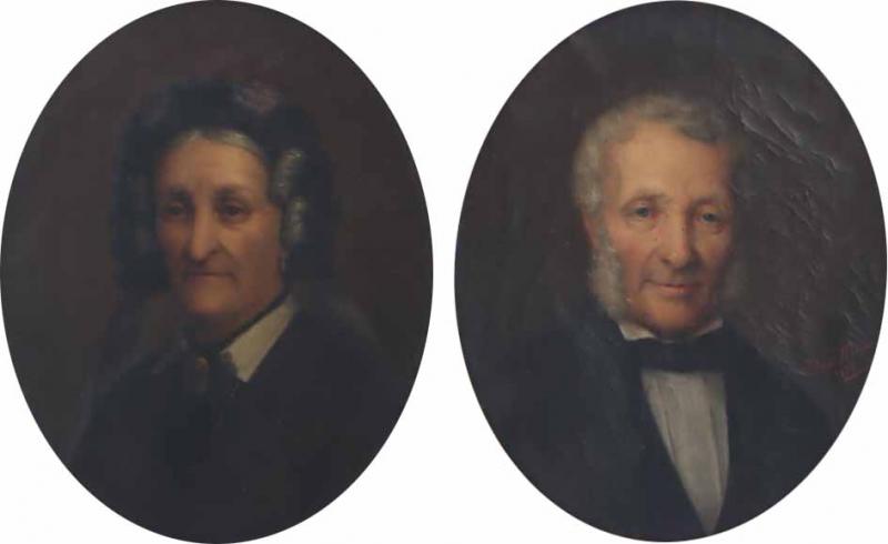 A pair of European School oil on canvas portrait paintings 