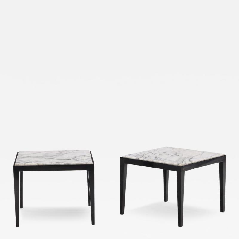 A pair of French ebonized square end tables C 1960 