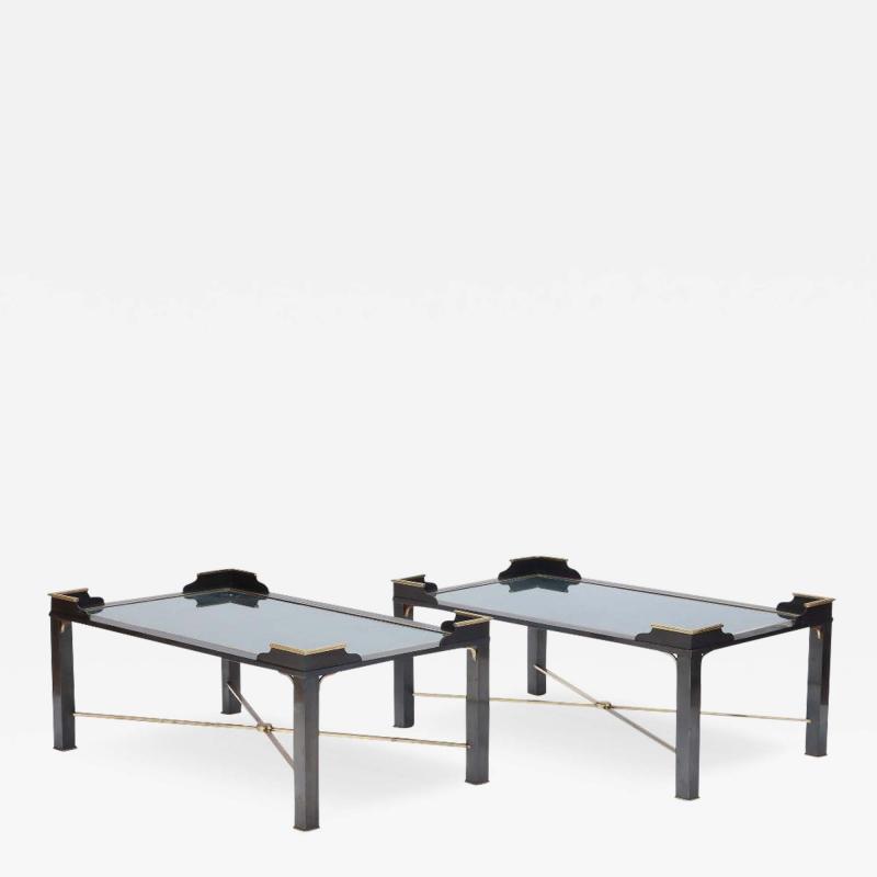 A pair of French two tone bronze coffee tables attributed to Jansen C 1970