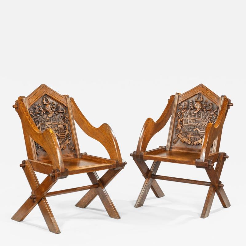 A pair of Glastonbury chairs made for the Pembertons of Durham