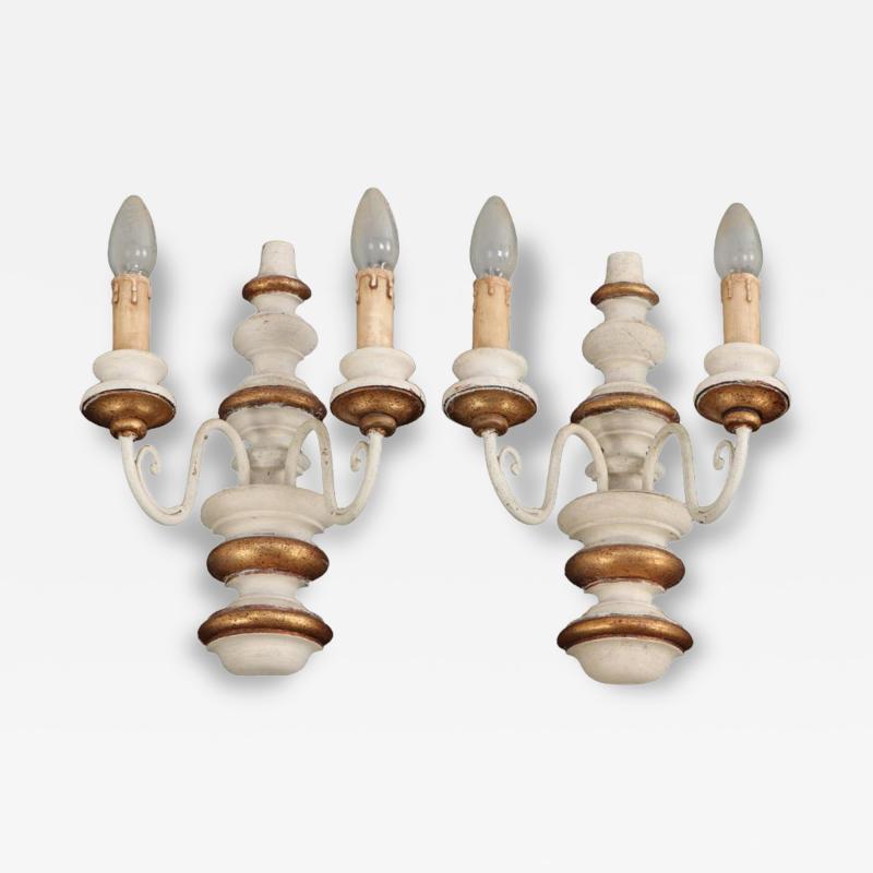A pair of Italian painted wood sconces C 1950 