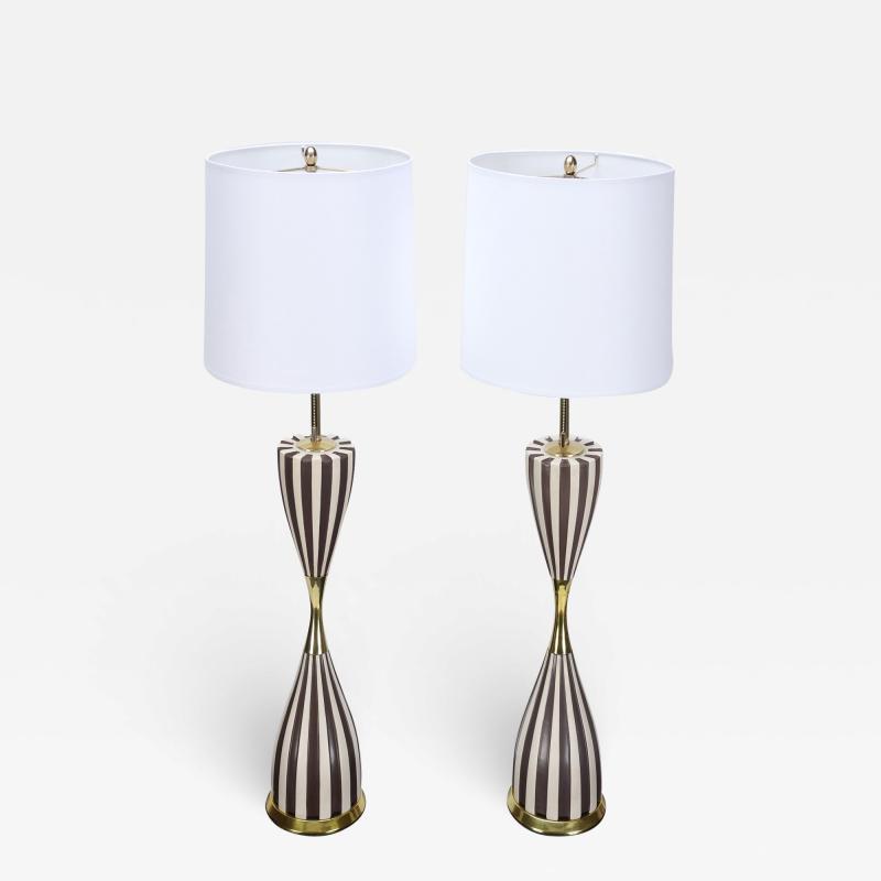 A pair of Mid Century Harlequin table lamps by Gerald Thurston Circa 1950 