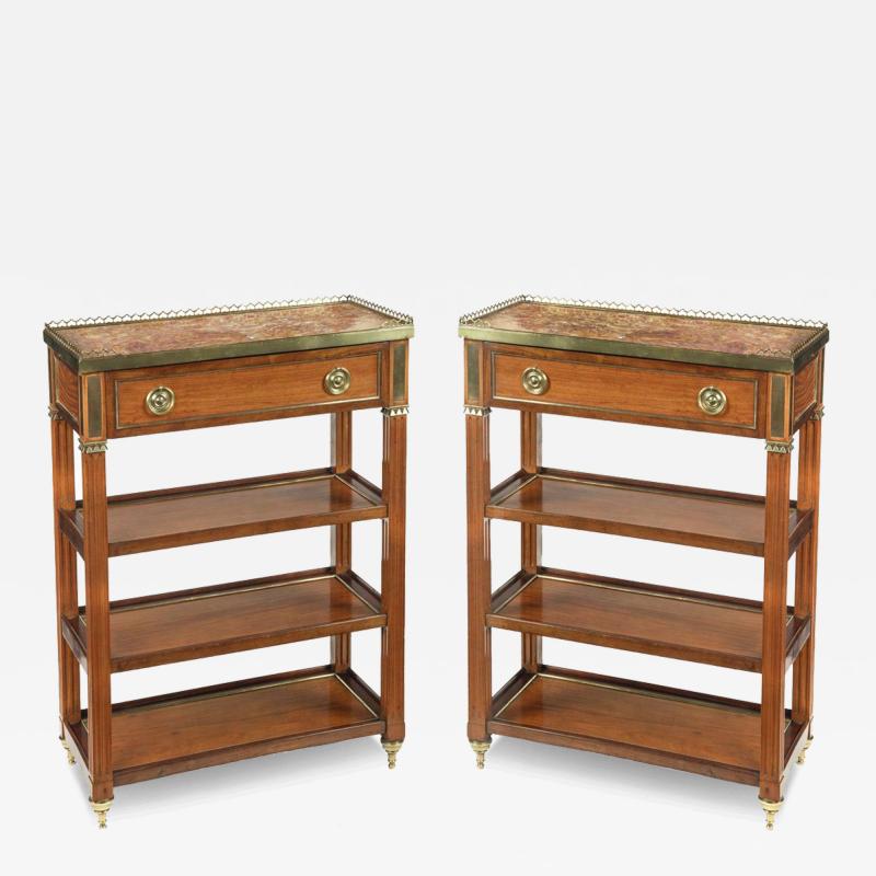 A pair of Napoleon III satinwood side tables or bedside tables