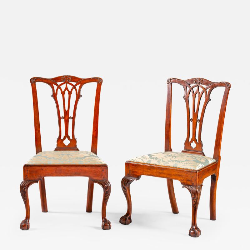 A pair of Philadelphia Chippendale side chairs with gothic splats