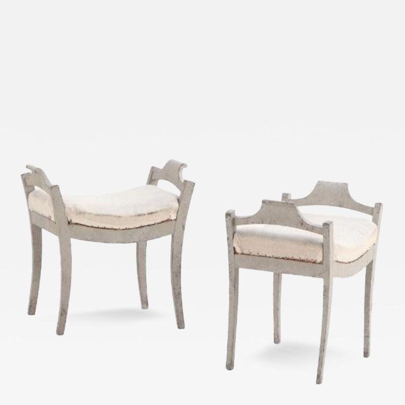 A pair of Swedish painted wood stools C 1880 